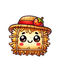 A funny, cute cartoon hedgehog character illustration enjoys a red apple, perfect for a summer nature drawing or isolated animal art