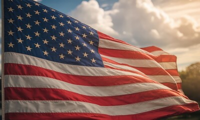 Obraz premium Waving national flag patriotic symbol stars stripes outdoor freedom american