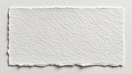 Textured, blank piece of white paper with rough edge, ideal for artistic projects or as background for various designs. subtle texture adds depth and character
