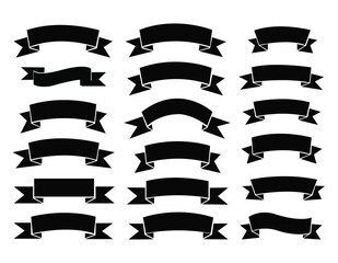 Black ribbon banners set. Vector illustration for advertising luxury style. vector