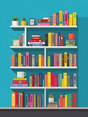 Explore Self-Growth With a Colorful Bookshelf Filled With Essential Books for Personal Development and Learning