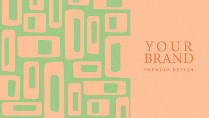 Abstract creative concept of cards with green pattern on paper texture. Modern art vector texture background for ads, banner, cover, label, poster, sales, social media, flyer. Ideal template design. 