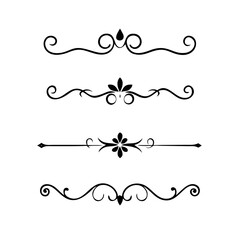 Set of Vintage decorative lines. text dividers. Line border. Lines separators, Borders, Vintage dividers, Underline elements.Divider set vector. Vector illustration.Line dividers. 