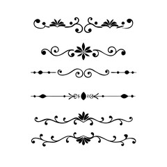 Set of Vintage decorative lines. text dividers. Line border. Lines separators, Borders, Vintage dividers, Underline elements. Divider set vector. Vector illustration.Line dividers. 