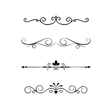 Set of Vintage decorative lines. text dividers. Line border. Lines separators, Borders, Vintage dividers, Underline elements.Divider set vector. Vector illustration.Line dividers. 
