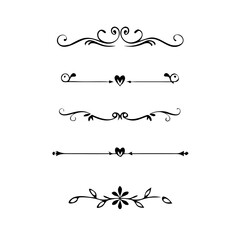 Set of Vintage decorative lines. text dividers. Line border. Lines separators, Borders, Vintage dividers, Underline elements. Divider set vector. Vector illustration.Line dividers. 