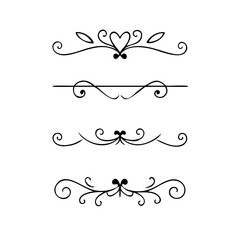 Set of Vintage decorative lines. text dividers. Line border. Lines separators, Borders, Vintage dividers, Underline elements. Divider set vector. Vector illustration.Line dividers. 