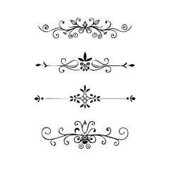 Set of Vintage decorative lines. text dividers. Line border. Lines separators, Borders, Vintage dividers, Underline elements. Divider set vector. Vector illustration.Line dividers. 