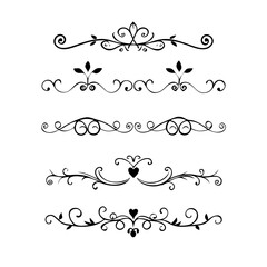 Obraz premium Set of Vintage decorative lines. text dividers. Line border. Lines separators, Borders, Vintage dividers, Underline elements. Divider set vector. Vector illustration.Line dividers. 