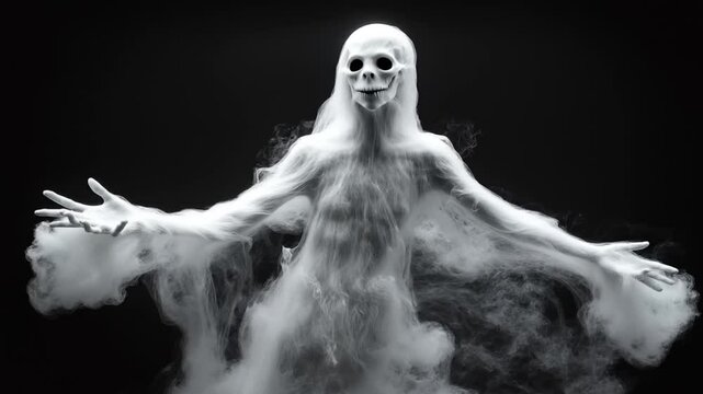 Ghostly Smoke Figure on black background for Compositing