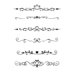 Obraz premium Set of Vintage decorative lines. text dividers. Line border. Lines separators, Borders, Vintage dividers, Underline elements. Divider set vector. Vector illustration.Line dividers. 