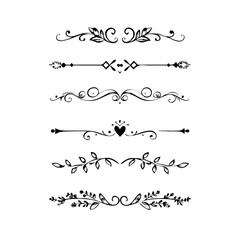 Set of Vintage decorative lines. text dividers. Line border. Lines separators, Borders, Vintage dividers, Underline elements. Divider set vector. Vector illustration.Line dividers. 