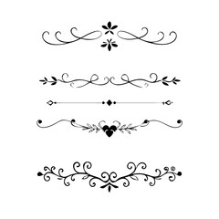 Set of Vintage decorative lines. text dividers. Line border. Lines separators, Borders, Vintage dividers, Underline elements. Divider set vector. Vector illustration.Line dividers. 