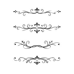 Set of Vintage decorative lines. text dividers. Line border. Lines separators, Borders, Vintage dividers, Underline elements. Divider set vector. Vector illustration.Line dividers. 