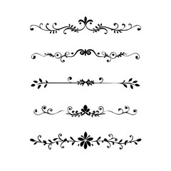 Set of Vintage decorative lines. text dividers. Line border. Lines separators, Borders, Vintage dividers, Underline elements. Divider set vector. Vector illustration.Line dividers. 