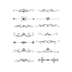 Fototapeta premium Set of Vintage decorative lines. text dividers. Line border. Lines separators, Borders, Vintage dividers, Underline elements. Divider set vector. Vector illustration.Line dividers. 