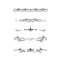 Set of Vintage decorative lines. text dividers. Line border. Lines separators, Borders, Vintage dividers, Underline elements. Divider set vector. Vector illustration.Line dividers. 