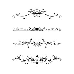 Set of Vintage decorative lines. text dividers. Line border. Lines separators, Borders, Vintage dividers, Underline elements. Divider set vector. Vector illustration.Line dividers. 