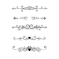 Obraz premium Set of Vintage decorative lines. text dividers. Line border. Lines separators, Borders, Vintage dividers, Underline elements. Divider set vector. Vector illustration.Line dividers. 