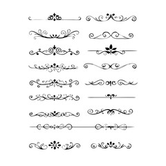 Set of Vintage decorative lines. text dividers. Line border. Lines separators, Borders, Vintage dividers, Underline elements. Divider set vector. Vector illustration.Line dividers. 