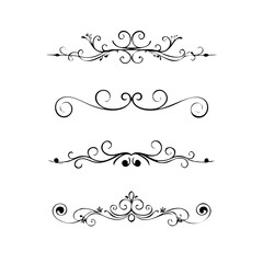 Set of Vintage decorative lines. text dividers. Line border. Lines separators, Borders, Vintage dividers, Underline elements. Divider set vector. Vector illustration.Line dividers. 