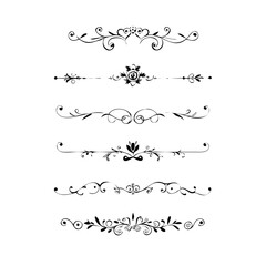 Obraz premium Set of Vintage decorative lines. text dividers. Line border. Lines separators, Borders, Vintage dividers, Underline elements. Divider set vector. Vector illustration.Line dividers. 