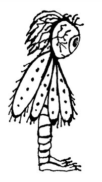 Melancholy fly monster in a hand-drawn animated loop