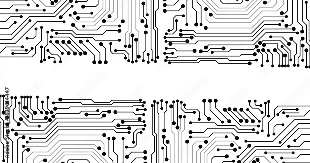 Poster electronics board. circuit board electronic hi tech pattern. vector abstract computer chip. black mo