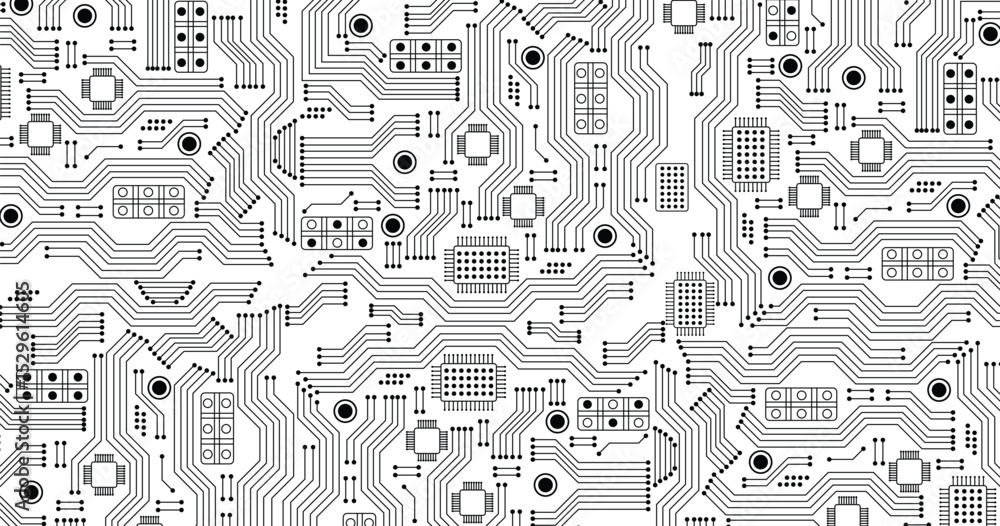 Poster microchip technology background. abstract circuit, digital electronics scheme texture. digital techn