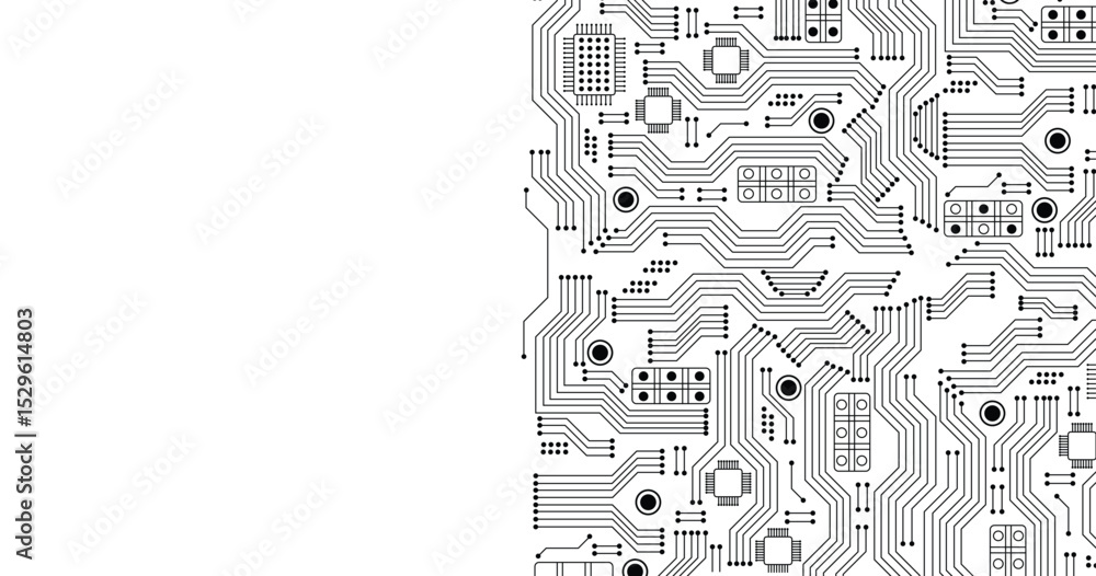 Poster digital technology seamless pattern. seamless electronic circuit. circuit board seamless pattern iso