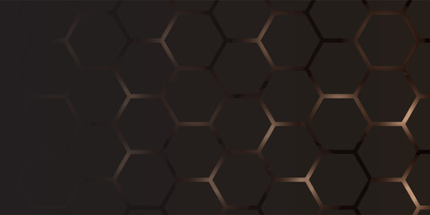 Obraz premium Hexagon technology black and gold colored honeycomb abstract background. Vector illustration