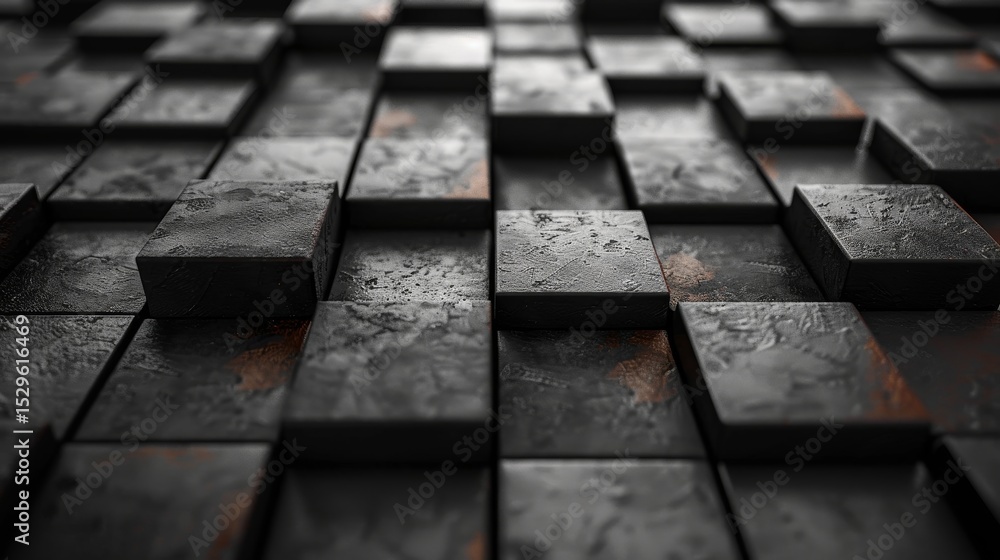 Aufkleber a close-up view of textured black tiles, showcasing their intricate arrangement and surface details,