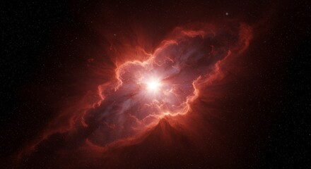 3D Rendering of Red Glowing Nebula in Deep Space Scene