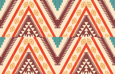 Geometric ethnic oriental ikat seamless pattern  color oriental. Aztec ornament print. Design for background ,curtain, carpet, wallpaper, clothing, wrapping, Batik, vector illustration.