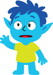  Energetic Blue Monster Boy with Pointed Ears