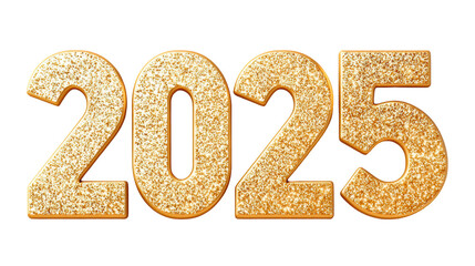 The sparkling gold numbers "2025" gleam. The image symbolizes the year 2025 in shimmering gold