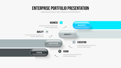 Product Review Presentation Layout Vector Illustration. Service Analysis Four Element Infographic Frame Template. Financial Launch 4 Step Diagram Slide Design.