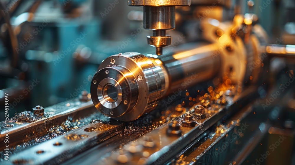 Aufkleber a close-up of a cnc machine in action, emphasizing the intricate details of precision machining and 