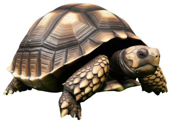 A turtle is walking slowly on the grass under a blue sky, transparent background png