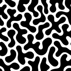 High-quality abstract black and white vector illustration featuring organic, fluid shapes. This seamless pattern is designed for commercial use, making it perfect for backgrounds, textiles, wallpapers