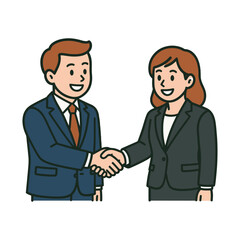 Obraz premium man and woman shaking hands in business. Vector illustration