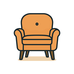 Soft armchair with backrest on legs icon. vector illustration	