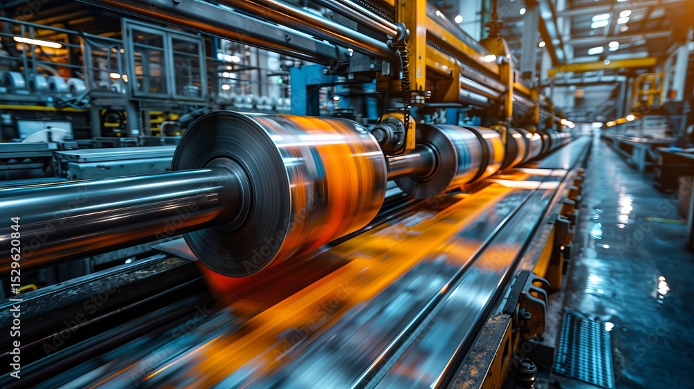 Aufkleber a dynamic view of a modern manufacturing setup showcasing heavy machinery in motion, representing th