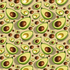 Vector Seamless Pattern with Fried Eggs and sausage in aa frying pan. Healthy Breakfast