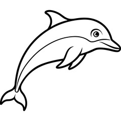 Bottlenose_Dolphin line art vector
