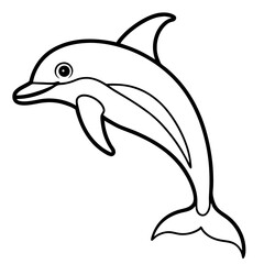 Bottlenose_Dolphin line art vector