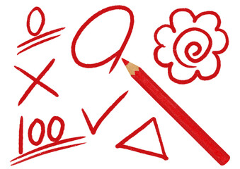 テストの採点のイラスト