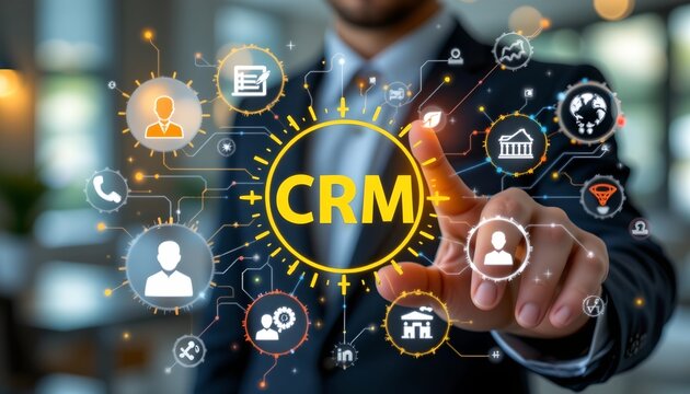 customer relationship management crm concept customer data and marketing database system businessman touching customer icon client.