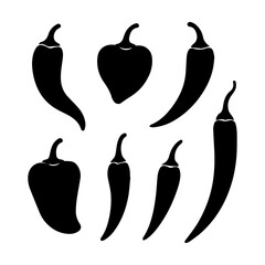 chili pepper silhouettes. vector illustration	