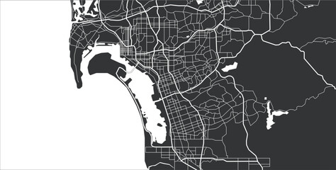 Layered editable vector illustration outline Map of San Diego,USA